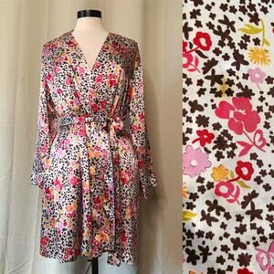 VTG Y2K Morgan Taylor Intimates Satin Silky Colorful Floral Retro Robe